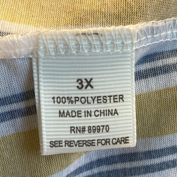 Eden & Olivia SZ 3X NWT Knit Pullover Yellow & Navy Stripe top roll tab sleeve - Picture 8 of 10
